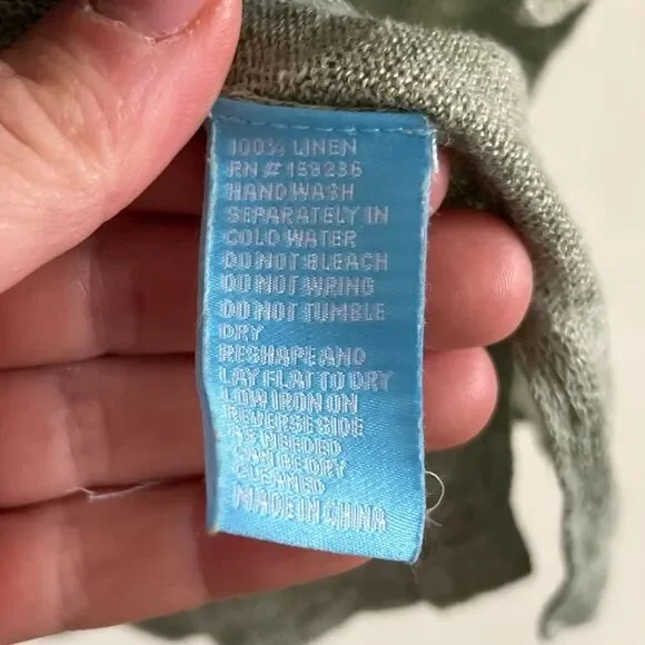 J. McLaughlin 100% Linen Alva Crew Neck Pullover Lightweight Sweater Small Green - Picture 6 of 7